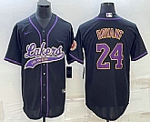 Men's Los Angeles Lakers #24 Kobe Bryant Black With Patch Cool Base Stitched Baseball Jersey,baseball caps,new era cap wholesale,wholesale hats